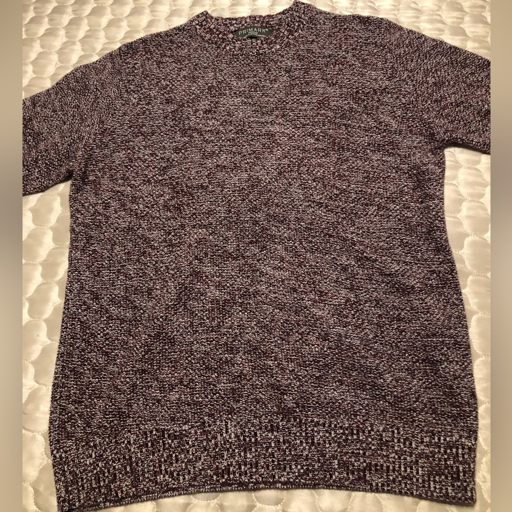 Primark 100% Organic Cotton Marled Knit Sweater | Burgundy Cream | Medium